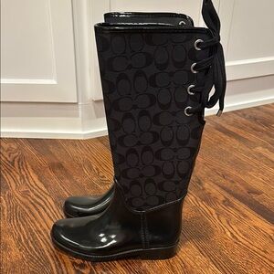 NEW Coach Black Knee-High Women's Boots with Lace-up size 6